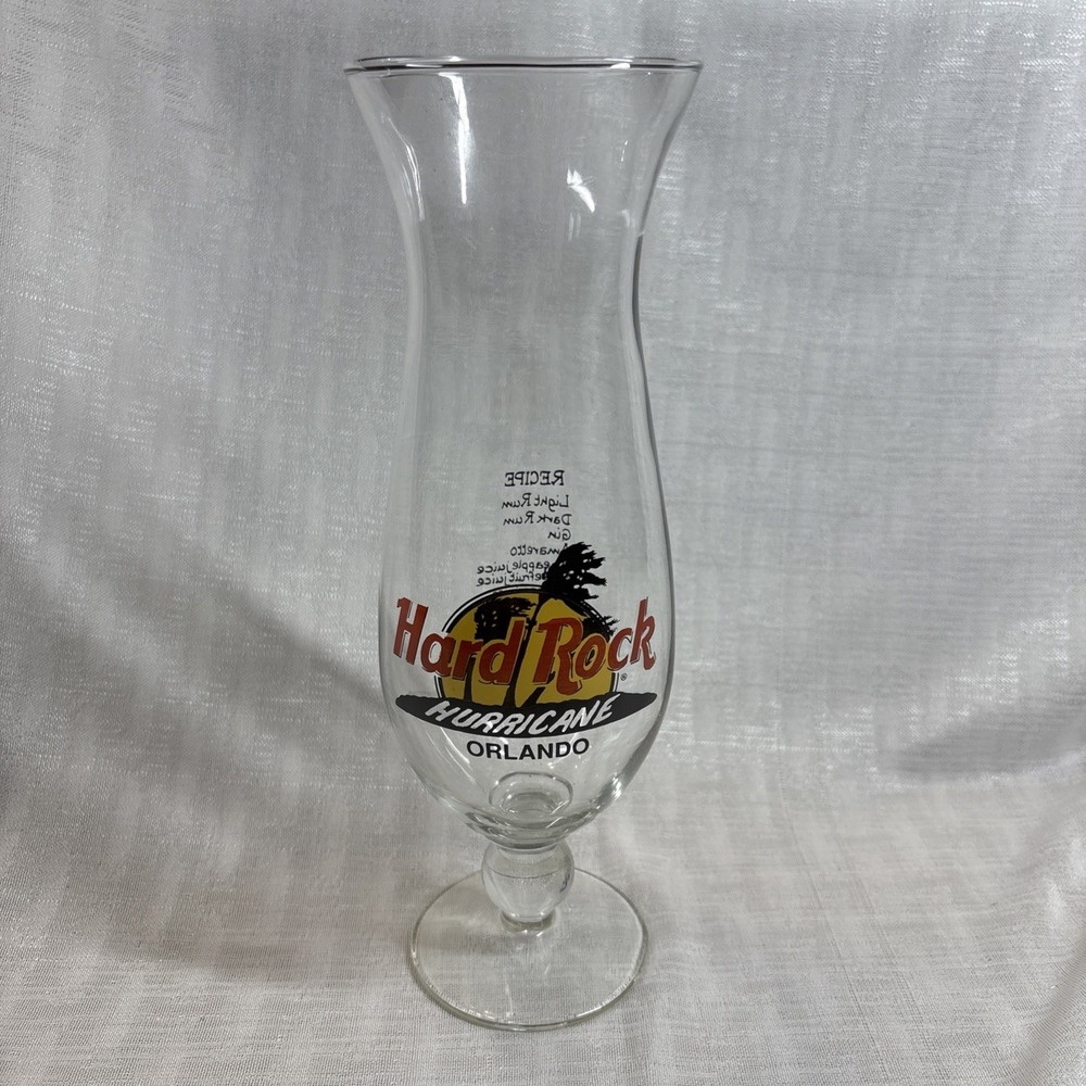 Hard Rock Cafe Hurricane Glass Orlando‎ Classic HRC Logo Palm Height 9.25"